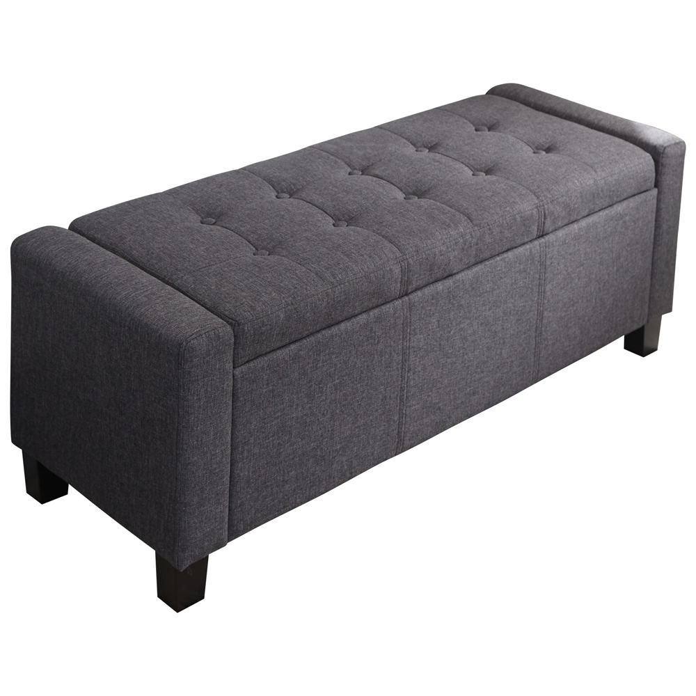 Ventnor Fabric Storage Ottoman In Charcoal Grey