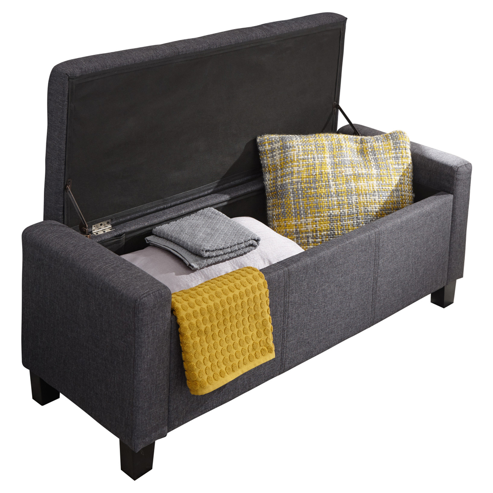 Ventnor Fabric Storage Ottoman In Charcoal Grey