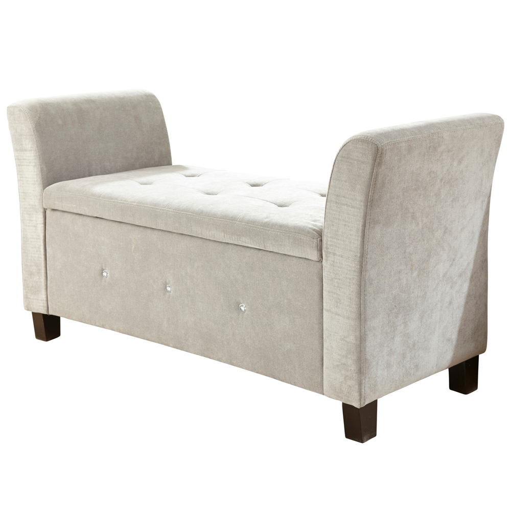 Ventnor Fabric Storage Ottoman In Silver