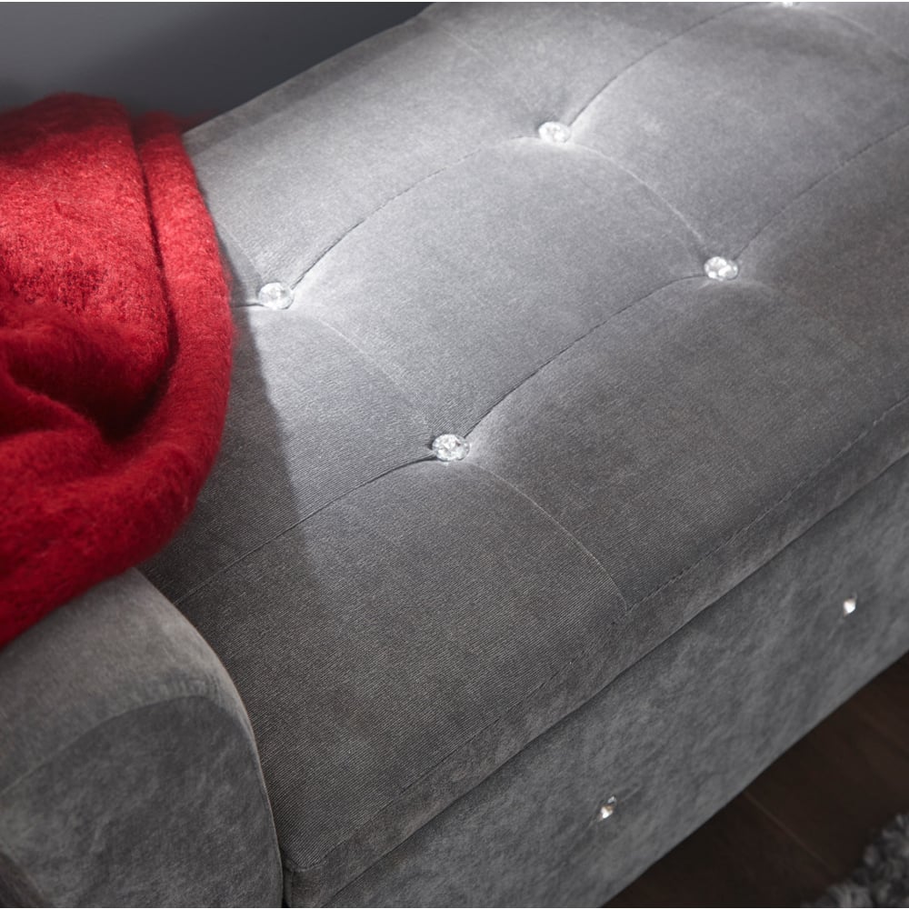Ventnor Fabric Storage Seating Ottoman In Dark Grey