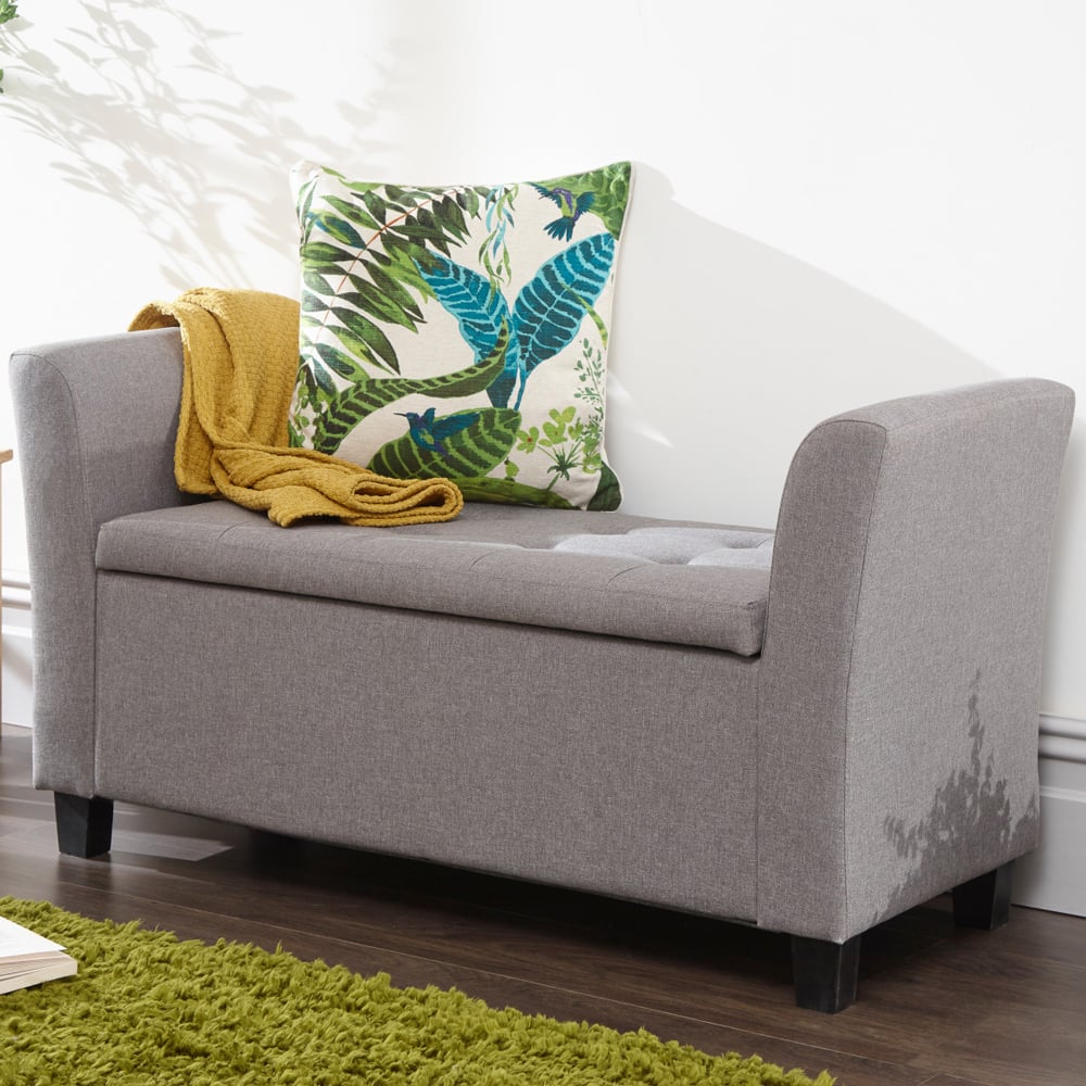 Ventnor Fabric Storage Seating Ottoman In Grey
