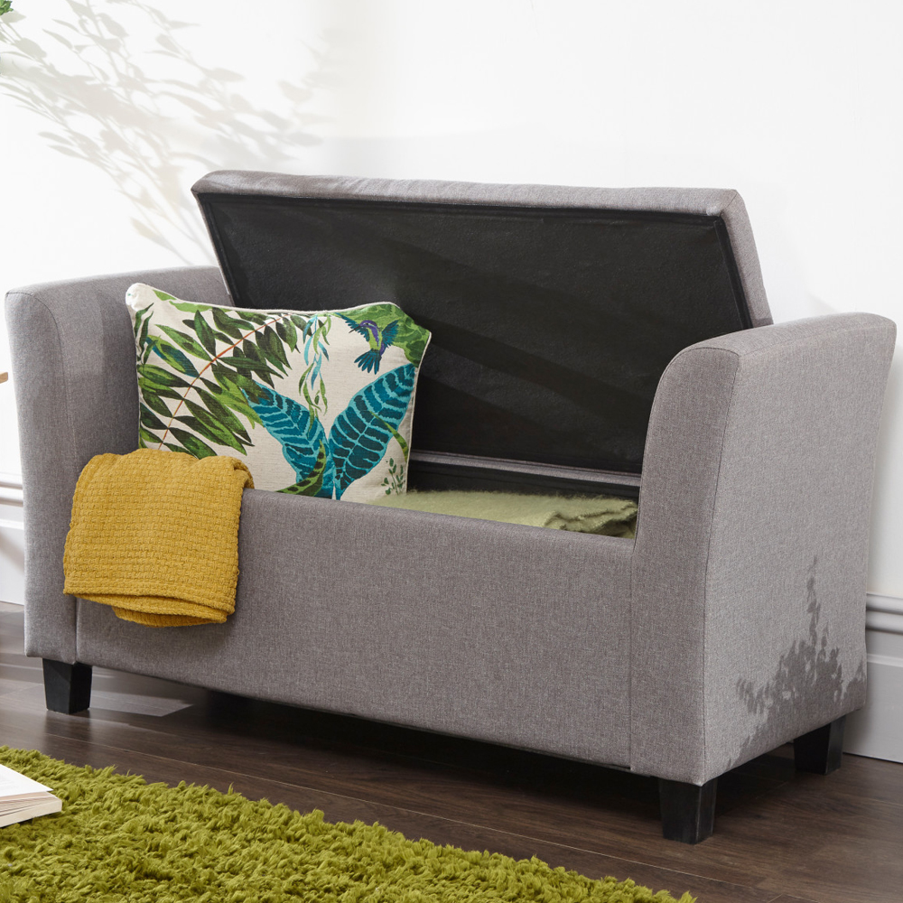 Ventnor Fabric Storage Seating Ottoman In Grey