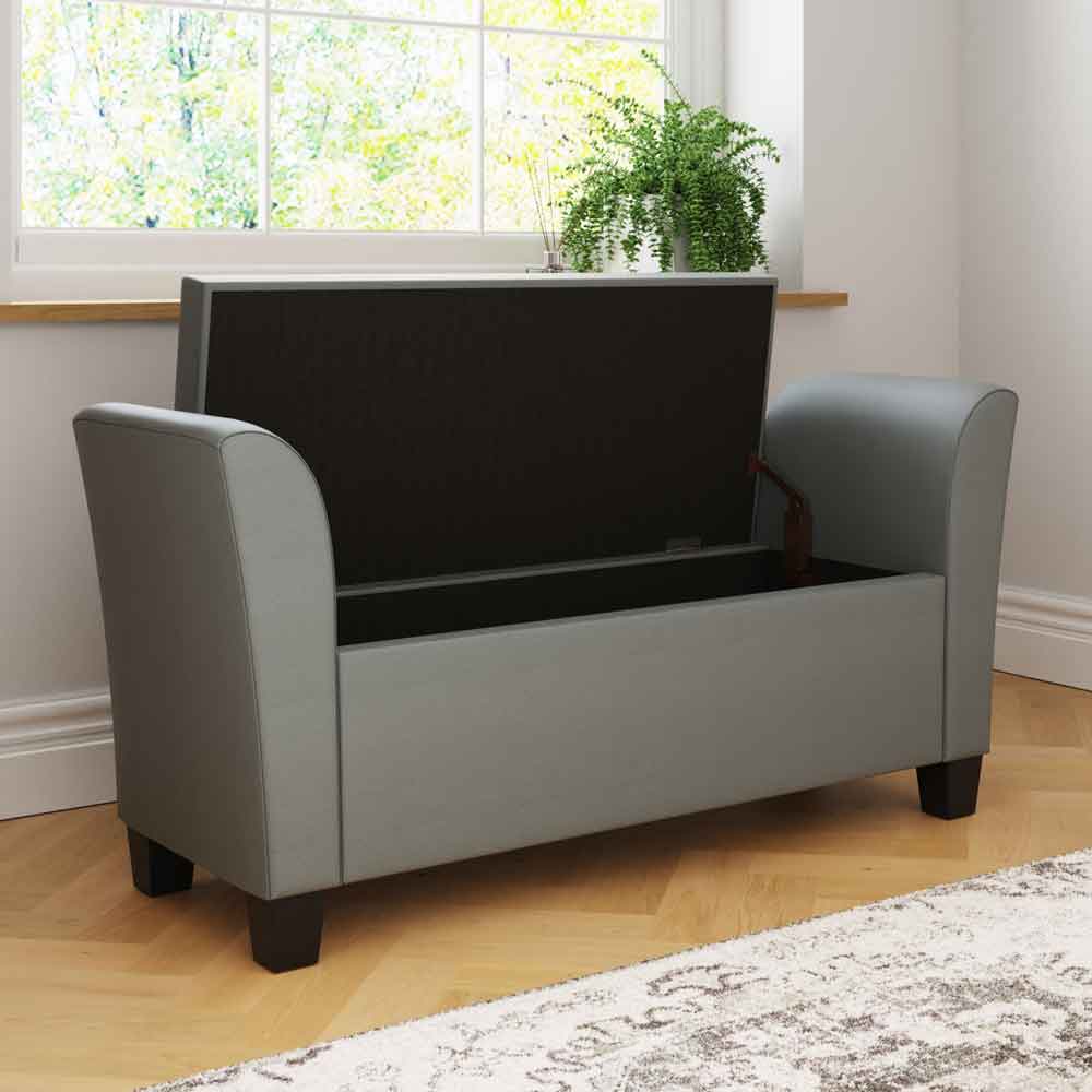 Ventnor Faux Leather Hallway Seating Bench with Storage in Grey