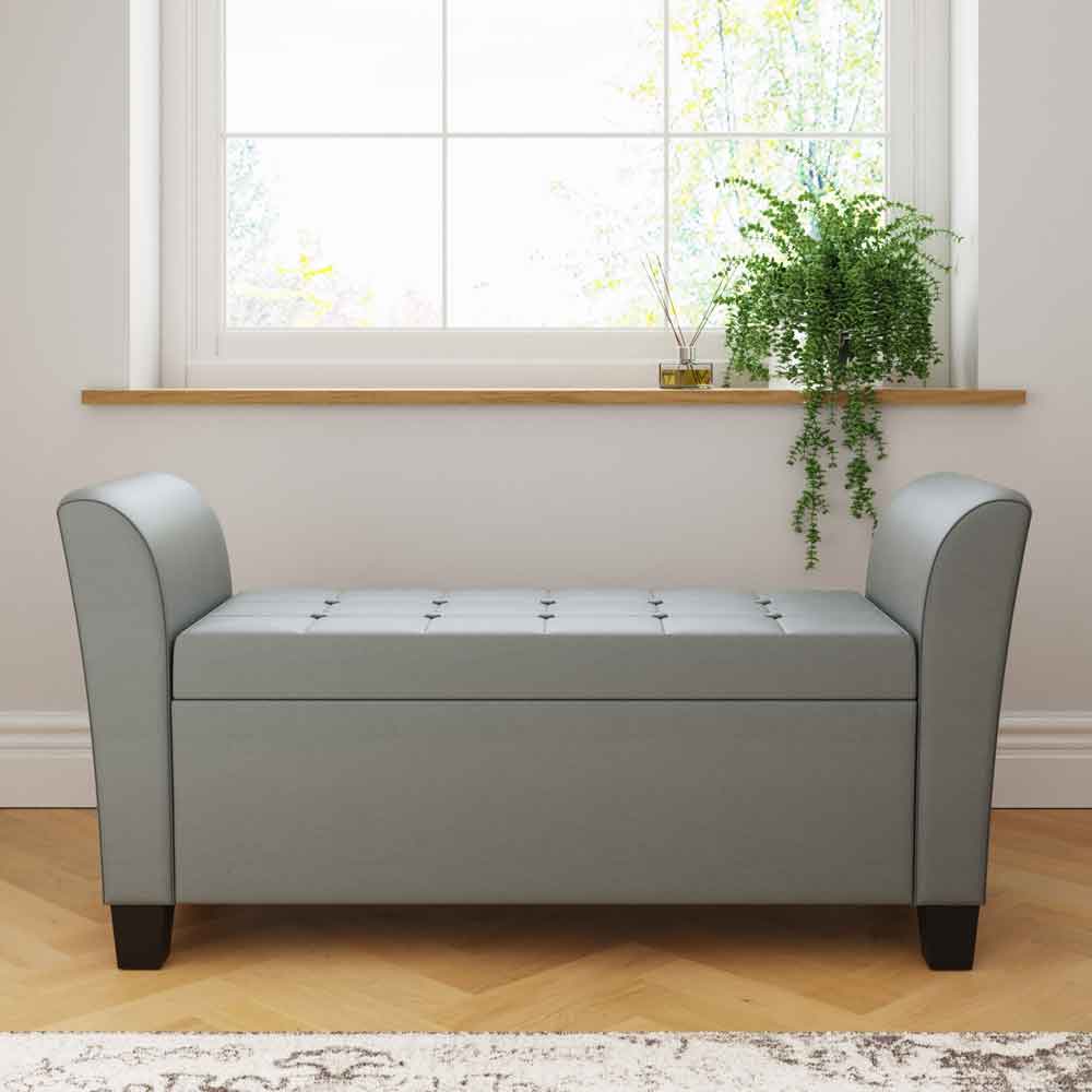 Ventnor Faux Leather Hallway Seating Bench with Storage in Grey