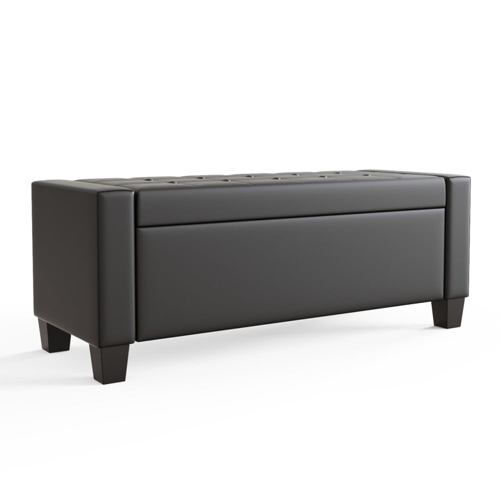 Ventnor PU Leather Storage Ottoman In Black