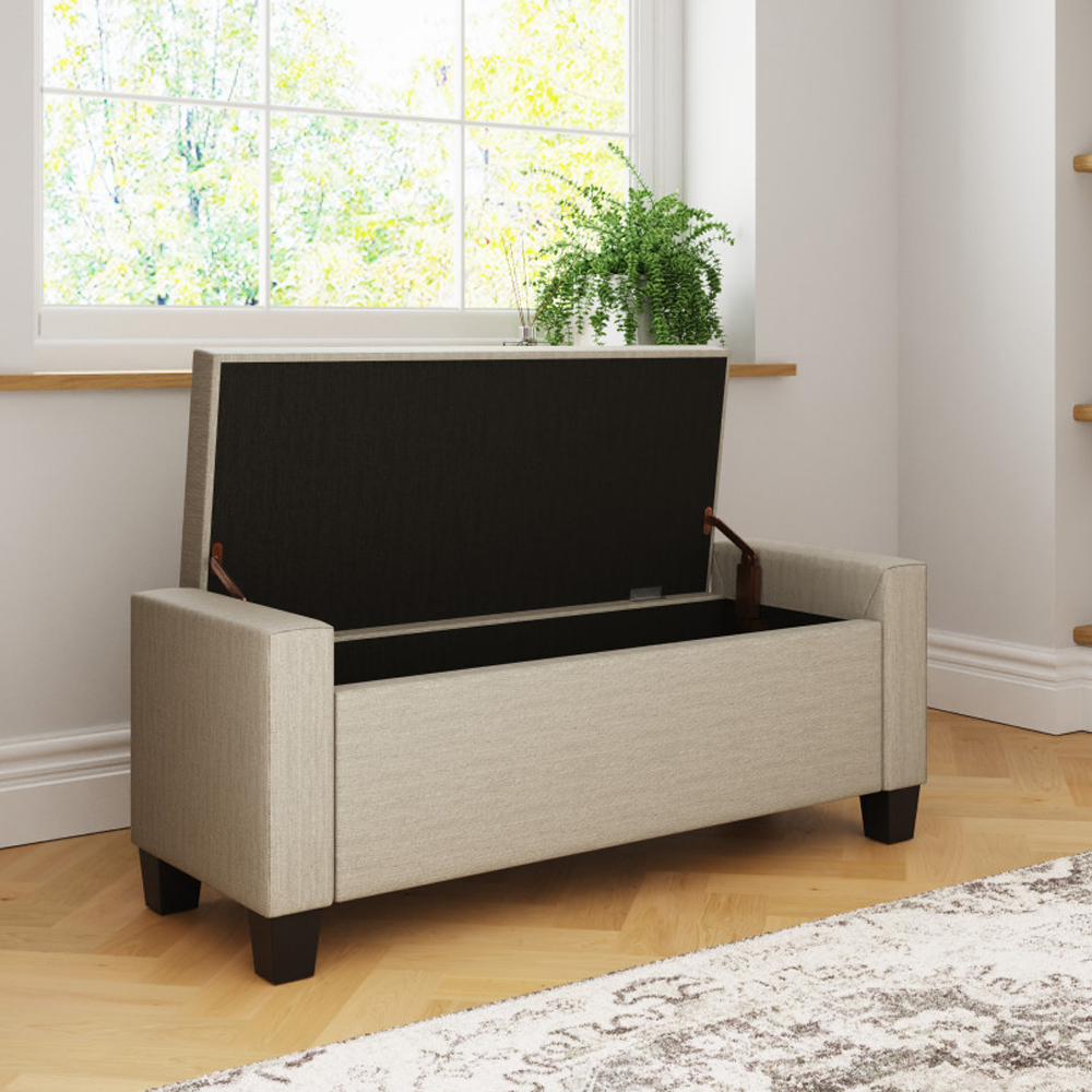 Ventnor Rectangular Fabric Ottoman Storage Bench in Natural