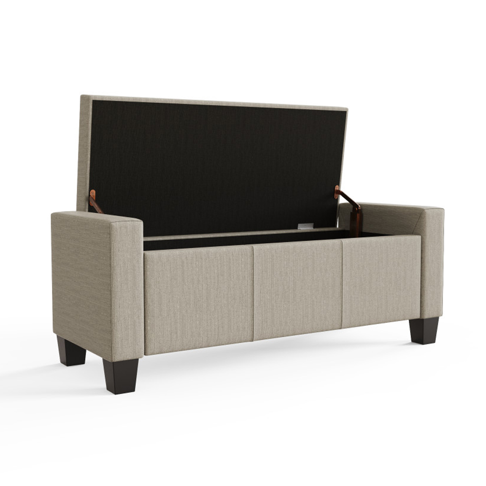 Ventnor Rectangular Fabric Ottoman Storage Bench in Natural