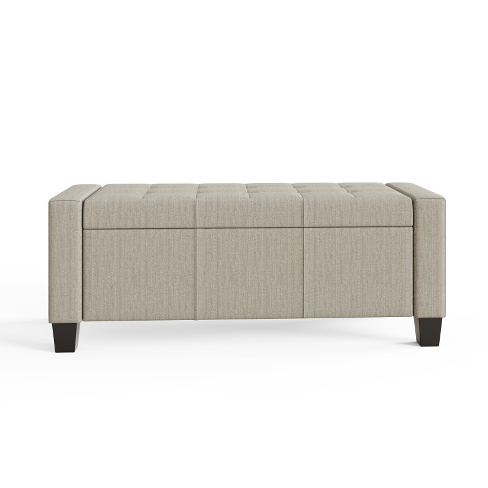 Ventnor Rectangular Fabric Ottoman Storage Bench in Natural