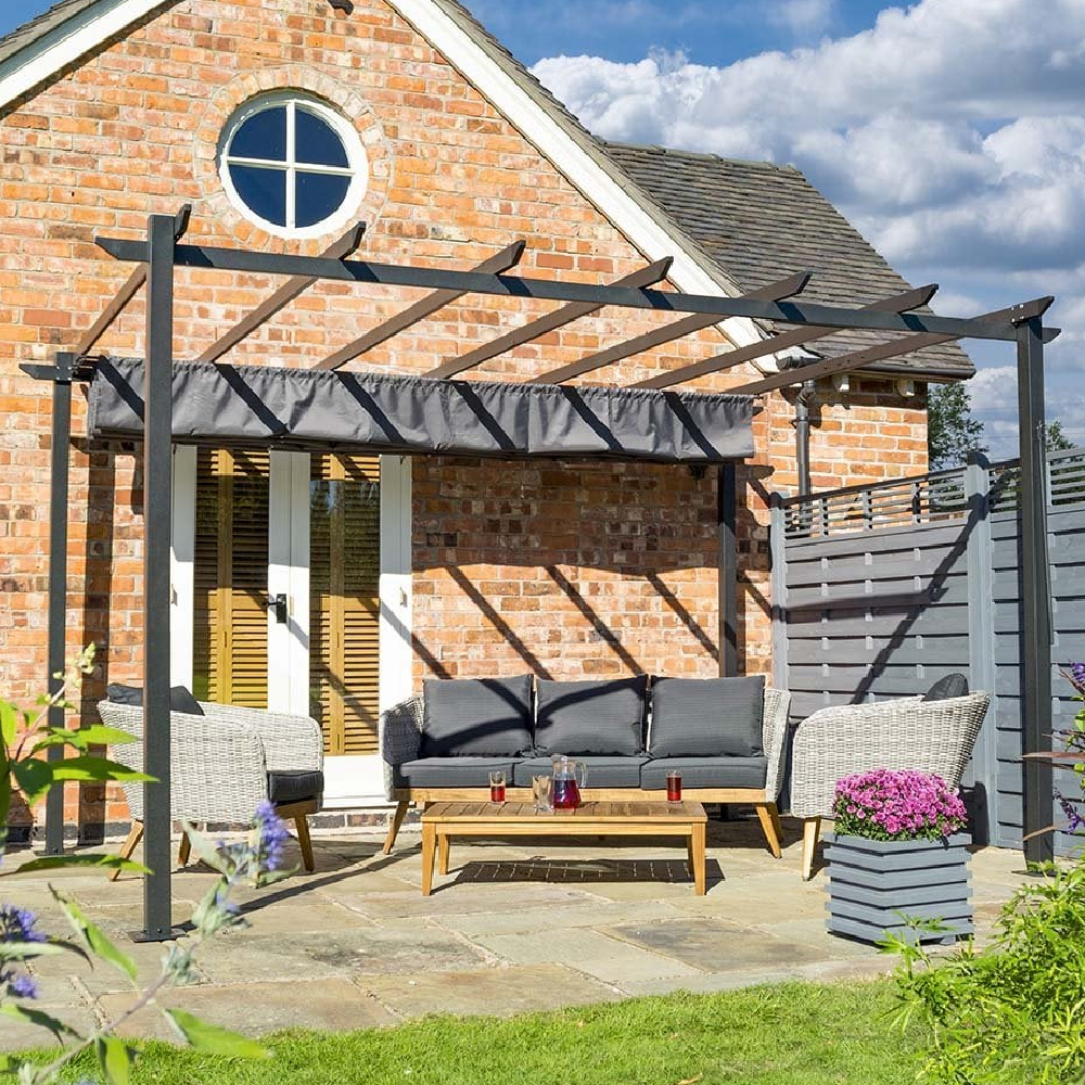 Venton Aluminium Garden Canopy In Gunmetal Grey