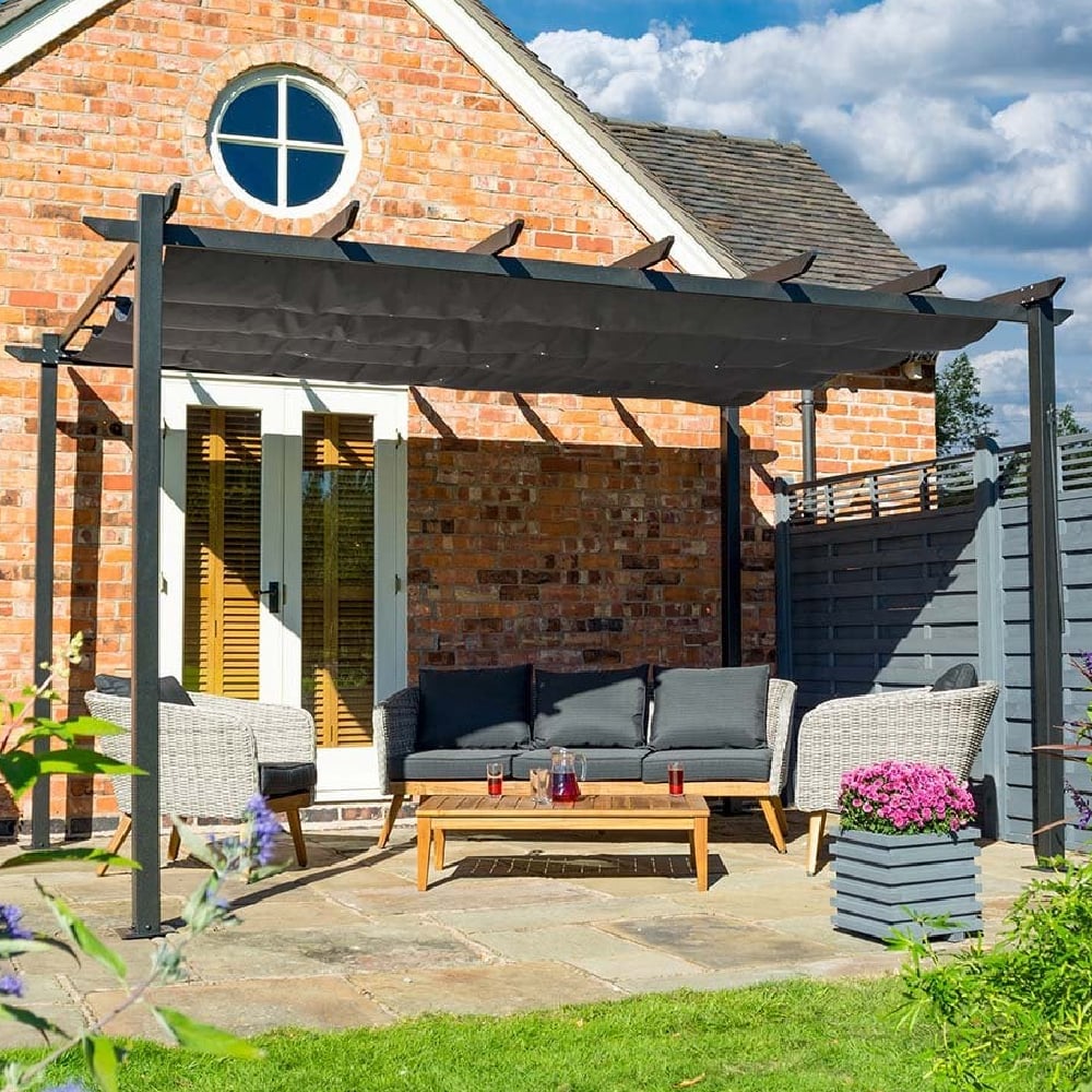 Venton Aluminium Garden Canopy In Gunmetal Grey