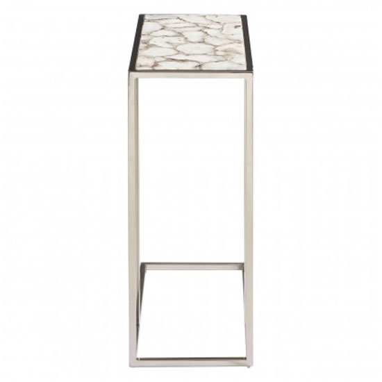 Sauna Agate Side Table With Silver Steel Frame In White_3