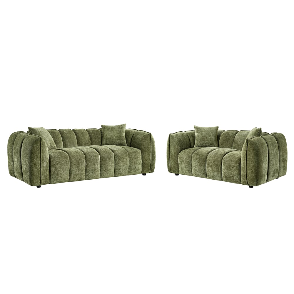 Ventura Fabric 3+2 Seater Sofa Set In Olive