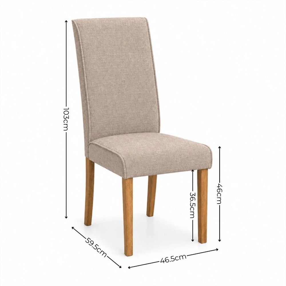 Venvor Cream Fabric Dining Chairs with Wooden Legs in Pair