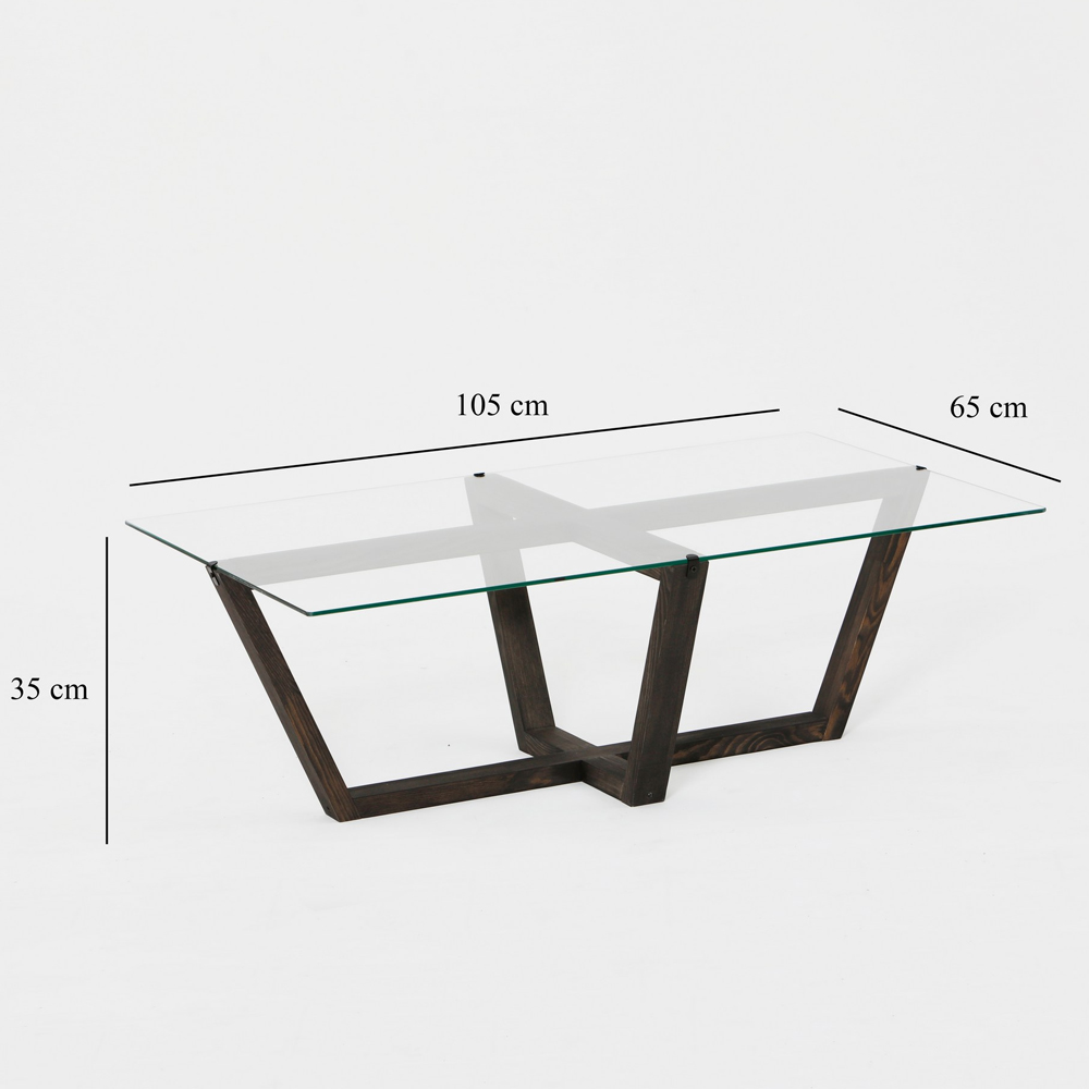 Verado Coffee Table With Tempered Glass Top With Solid Pine Wood Frame Anthracite