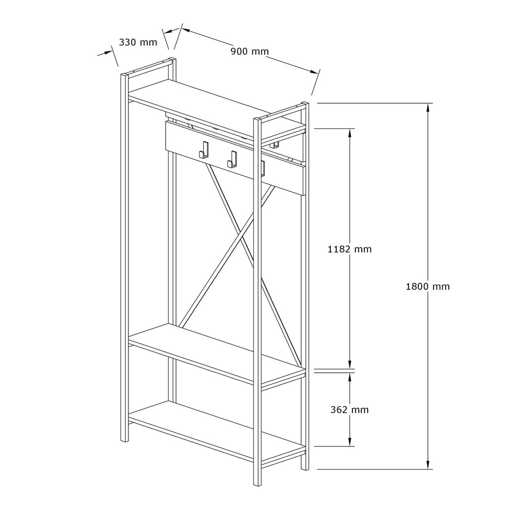 Verado Wooden Coat Stand With Metal Frame In Sapphire