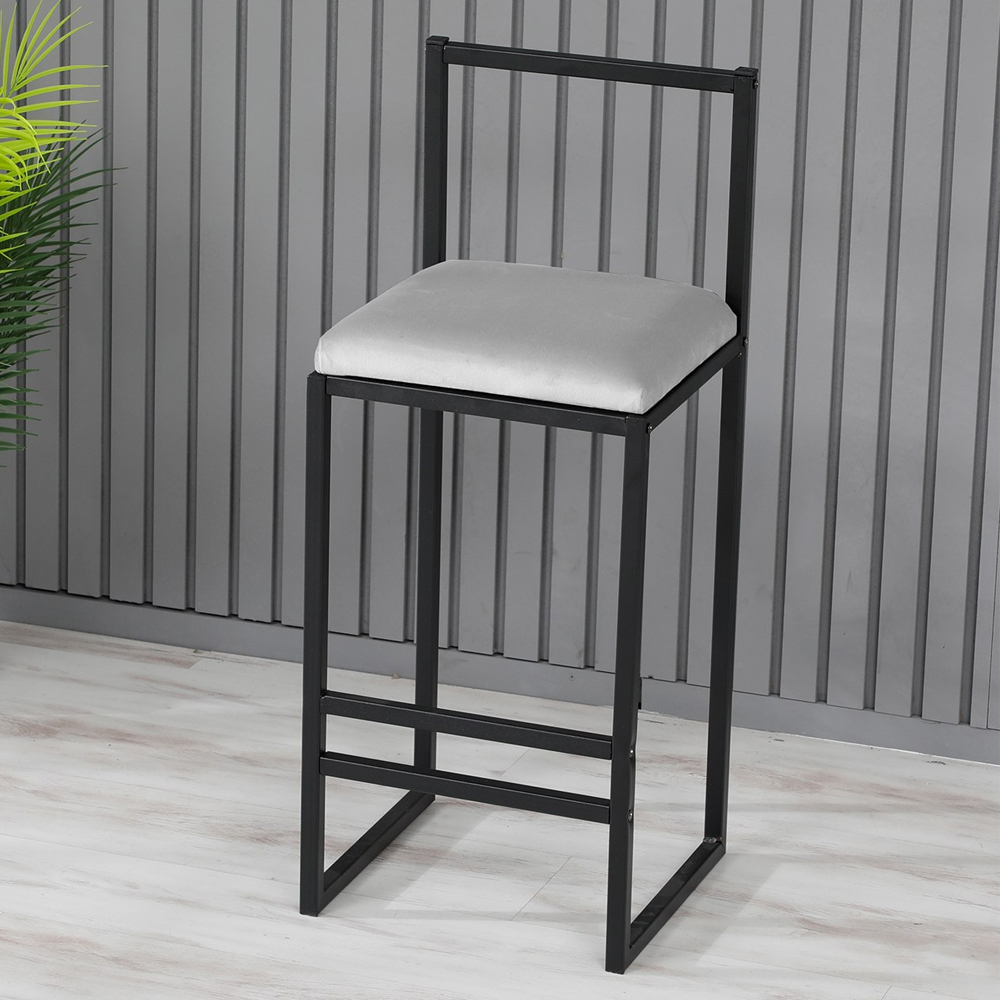 Verano Black Metal Bar Stools with Cream Foam Seat in Pair