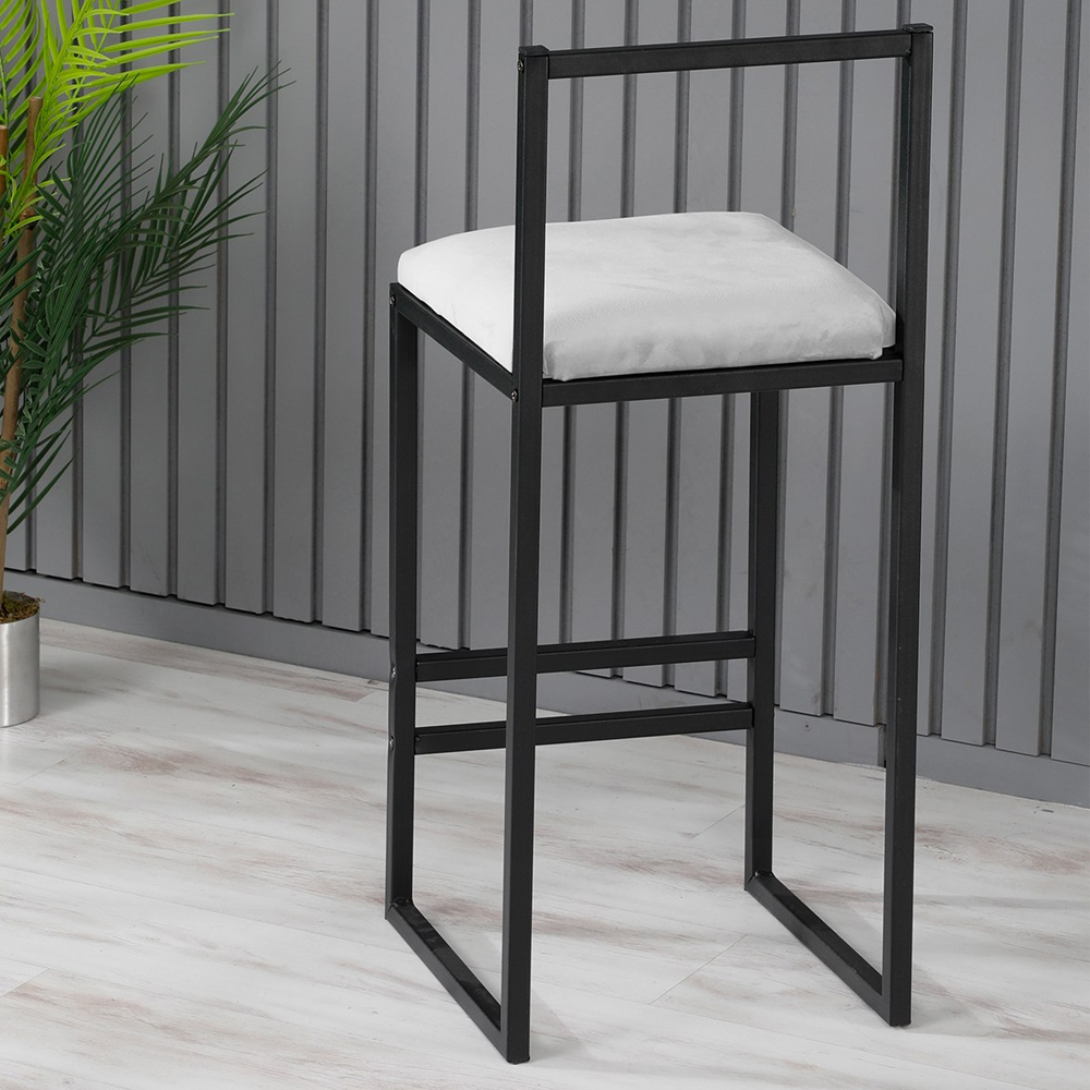 Verano Black Metal Bar Stools with Cream Foam Seat in Pair