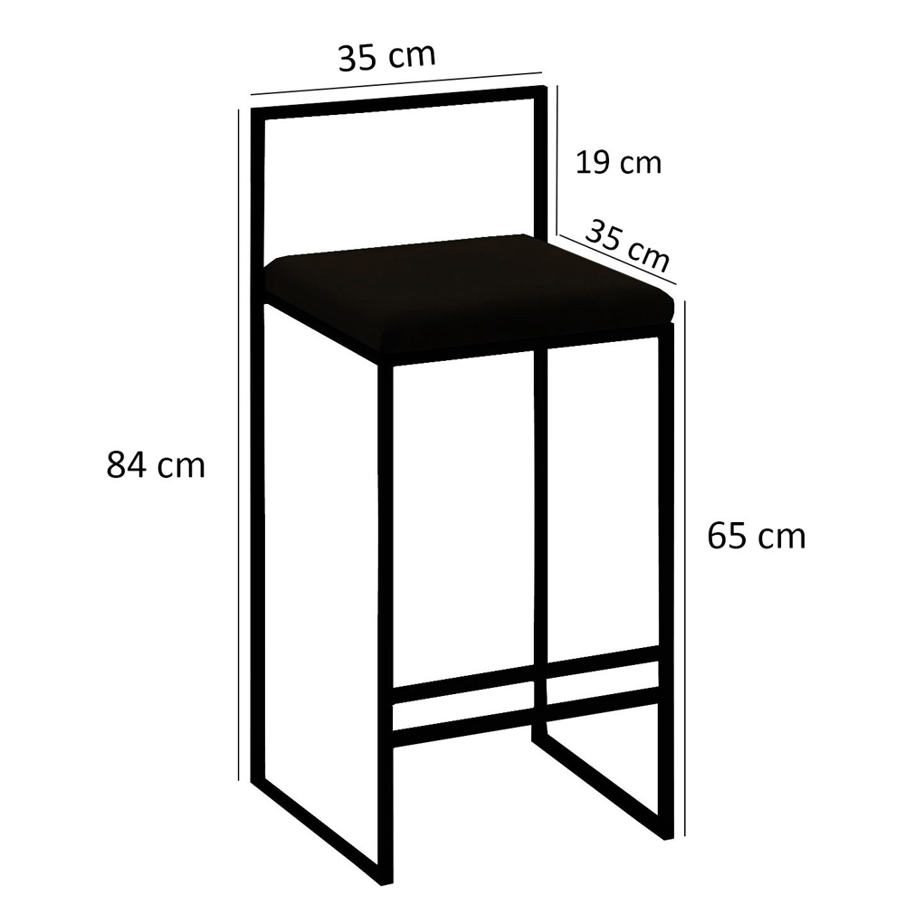 Verano Black Metal Bar Stools with Cream Foam Seat in Pair