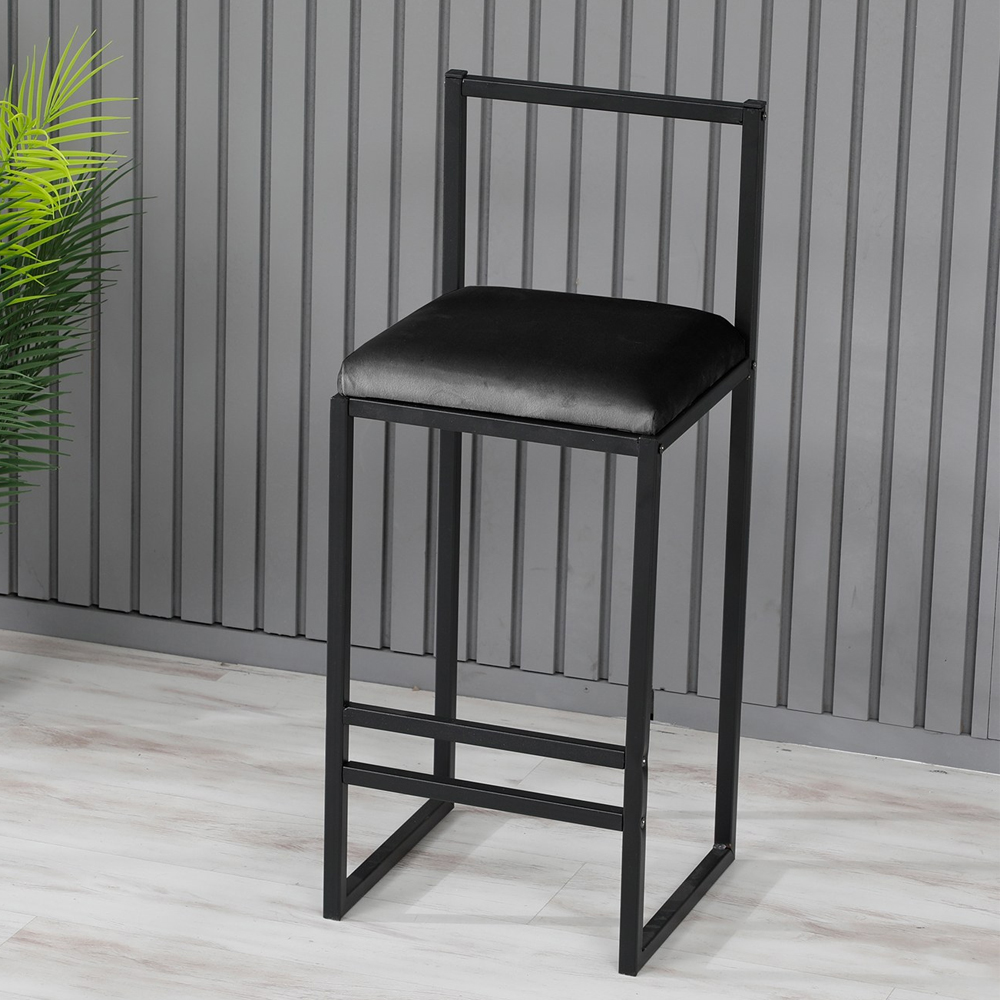 Verano Black Metal Bar Stools with Foam Seat in Pair