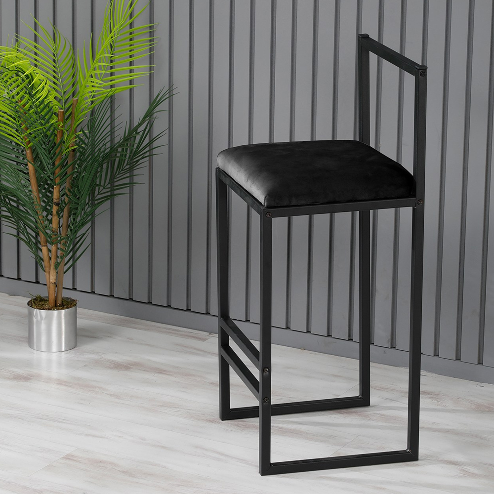 Verano Black Metal Bar Stools with Foam Seat in Pair