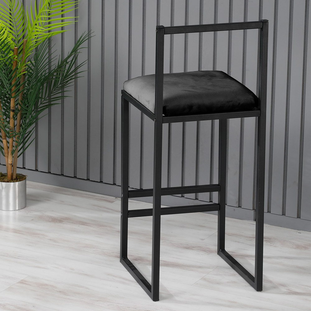 Verano Black Metal Bar Stools with Foam Seat in Pair