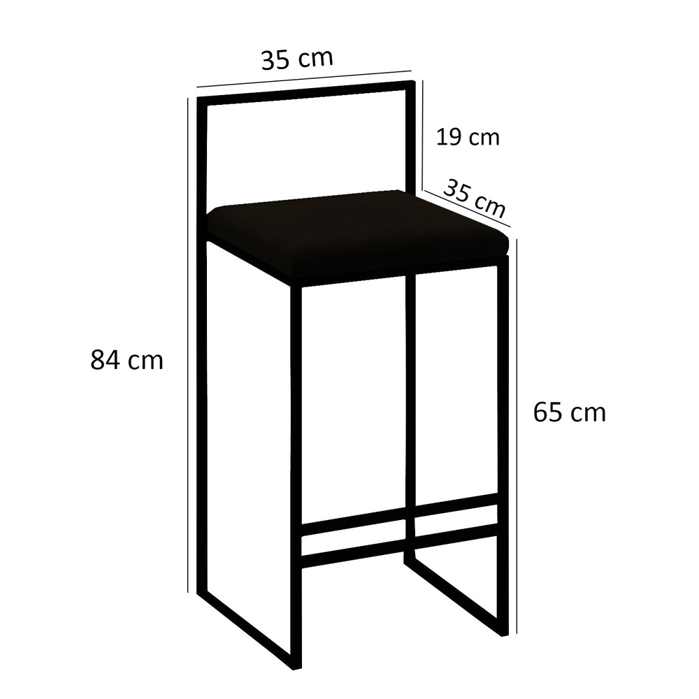 Verano Black Metal Bar Stools with Foam Seat in Pair