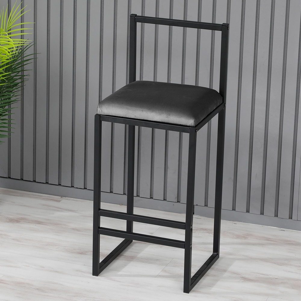 Verano Black Metal Bar Stools with Fume Foam Seat in Pair