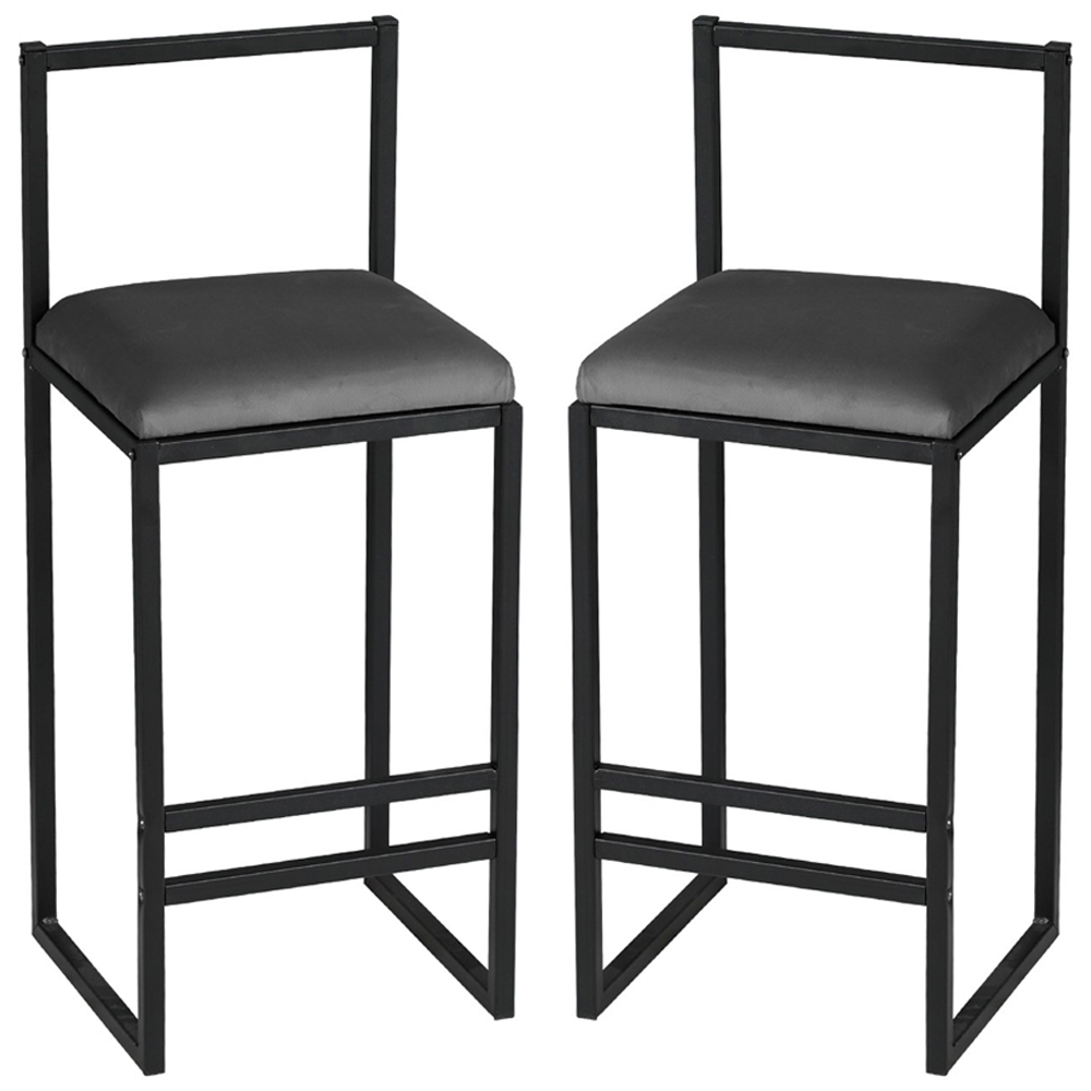Verano Black Metal Bar Stools with Fume Foam Seat in Pair