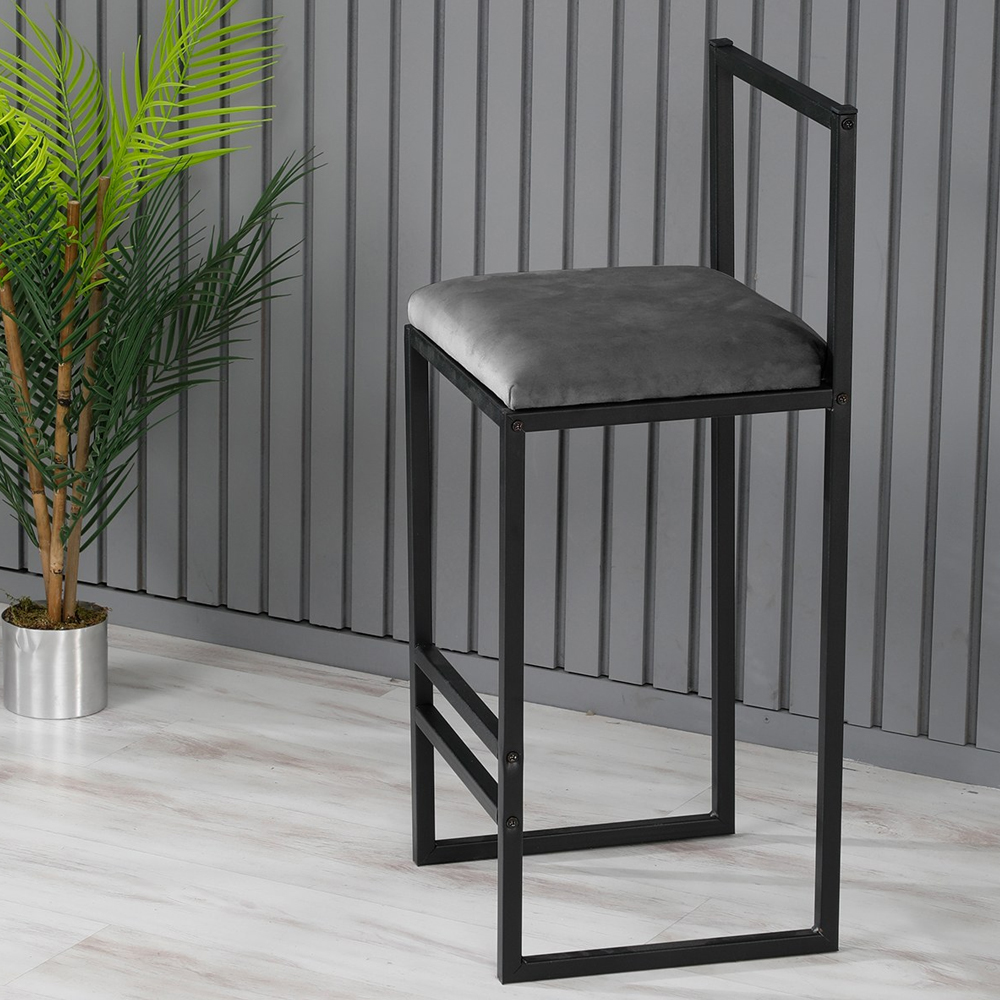 Verano Black Metal Bar Stools with Fume Foam Seat in Pair