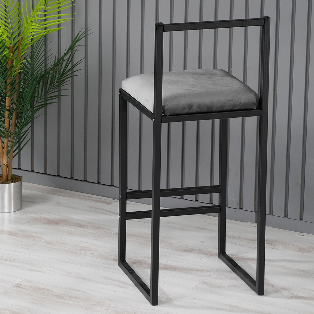 Verano Black Metal Bar Stools with Fume Foam Seat in Pair