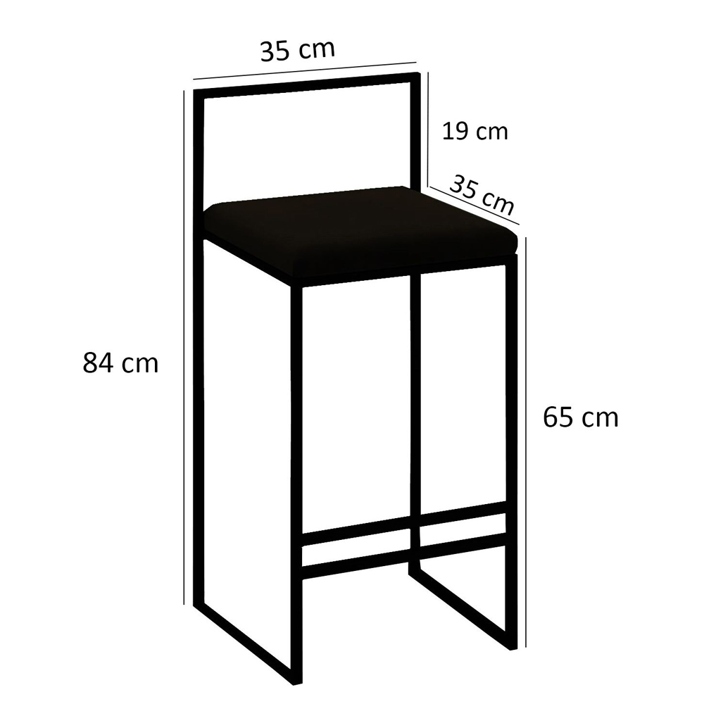 Verano Black Metal Bar Stools with Fume Foam Seat in Pair