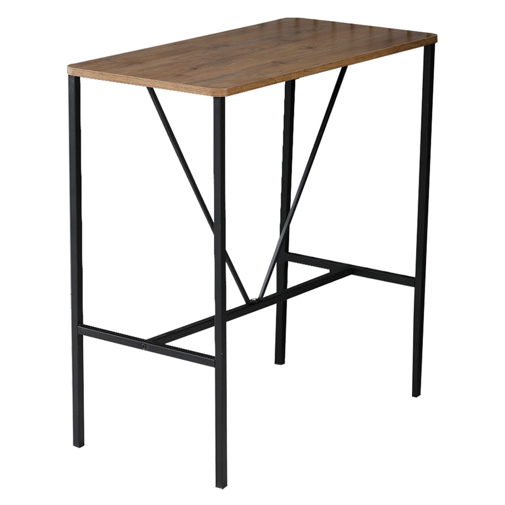 Verano Wooden Bar Table with 4 Grey Stools in Walnut