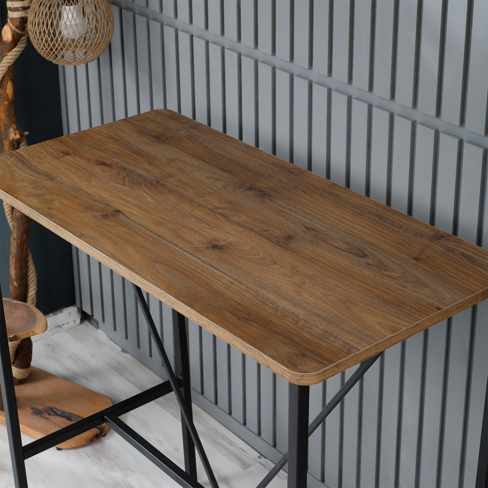 Verano Wooden Bar Table with Black Metal Frame in Walnut
