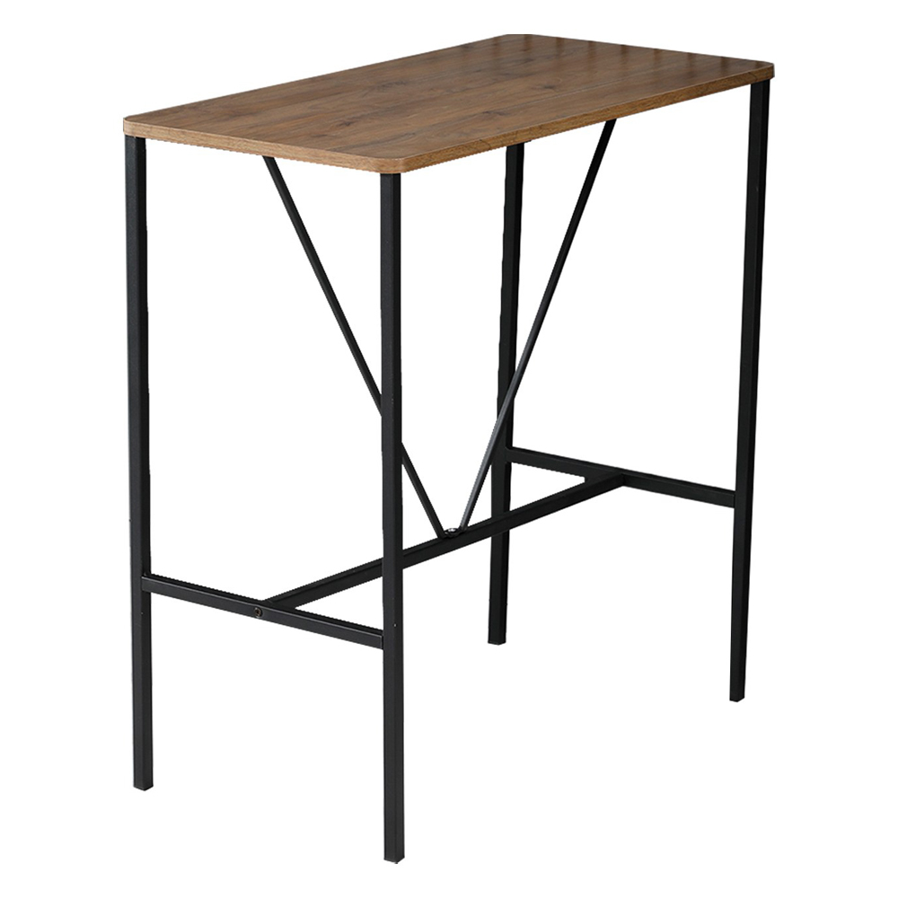 Verano Wooden Bar Table with Black Metal Frame in Walnut