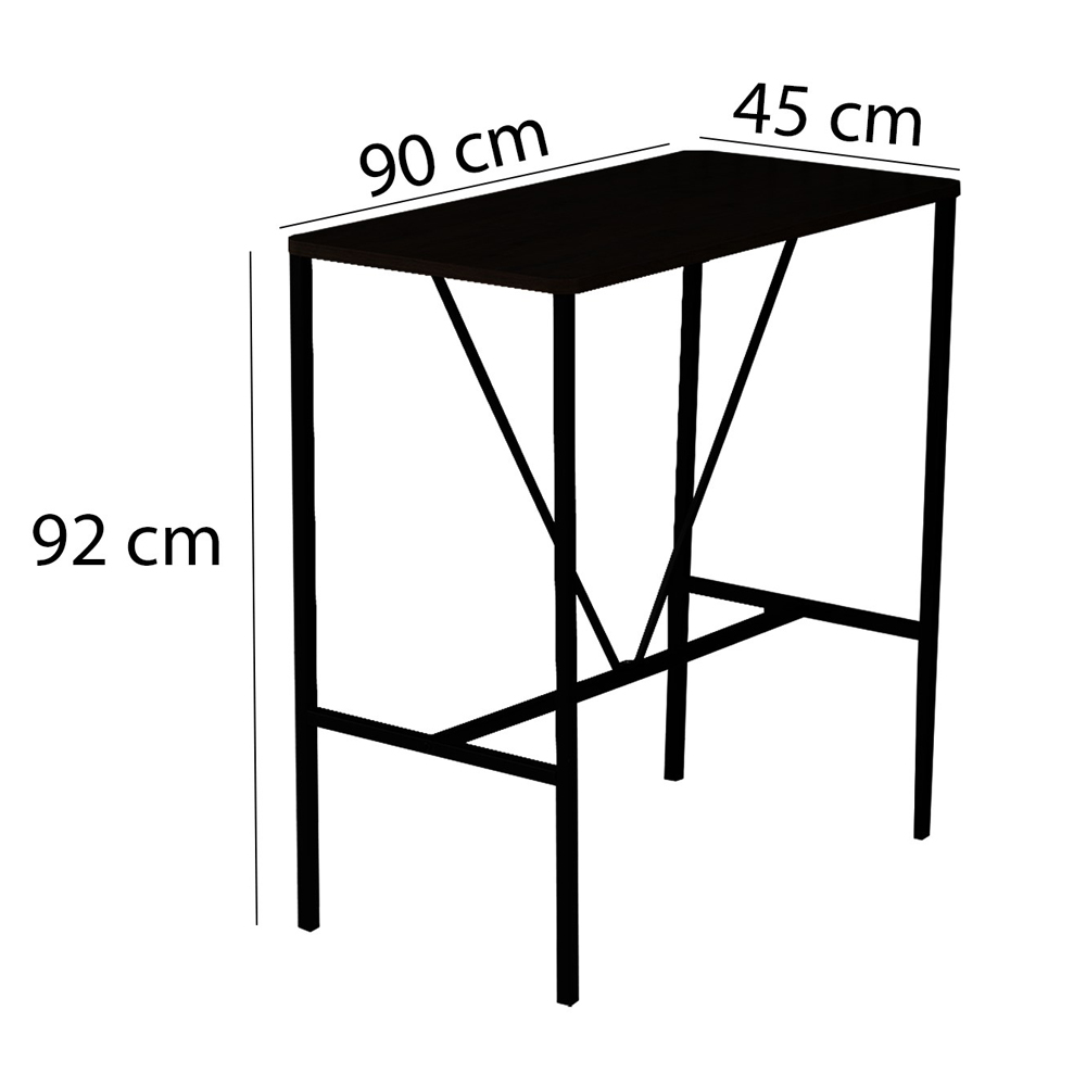Verano Wooden Bar Table with Black Metal Frame in Walnut