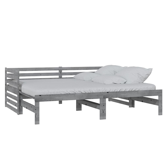 Veras Solid Pinewood Pull-Out Single Day Bed In Grey