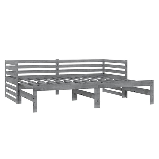 Veras Solid Pinewood Pull-Out Single Day Bed In Grey