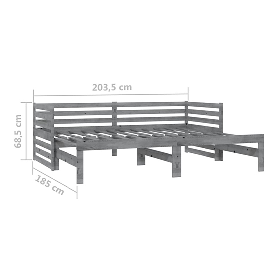 Veras Solid Pinewood Pull-Out Single Day Bed In Grey