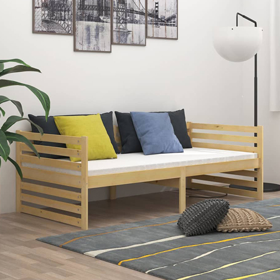 Product photograph of Veras Solid Pinewood Single Day Bed In Natural from Furniture in Fashion