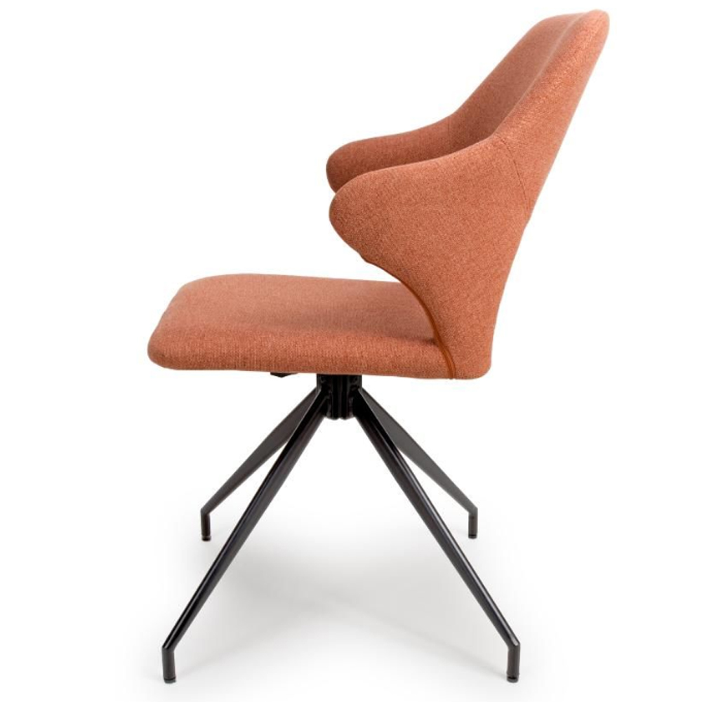 Vercelli Brick Fabric Dining Chairs In Pair