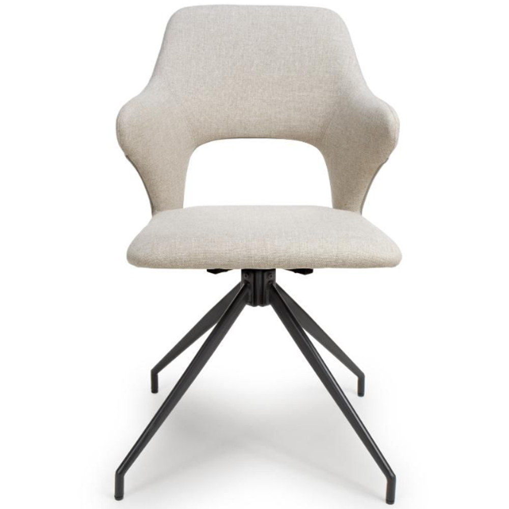 Vercelli Natural Fabric Dining Chairs In Pair