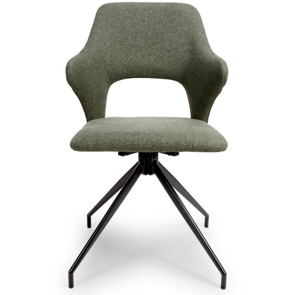 Vercelli Sage Fabric Dining Chairs In Pair