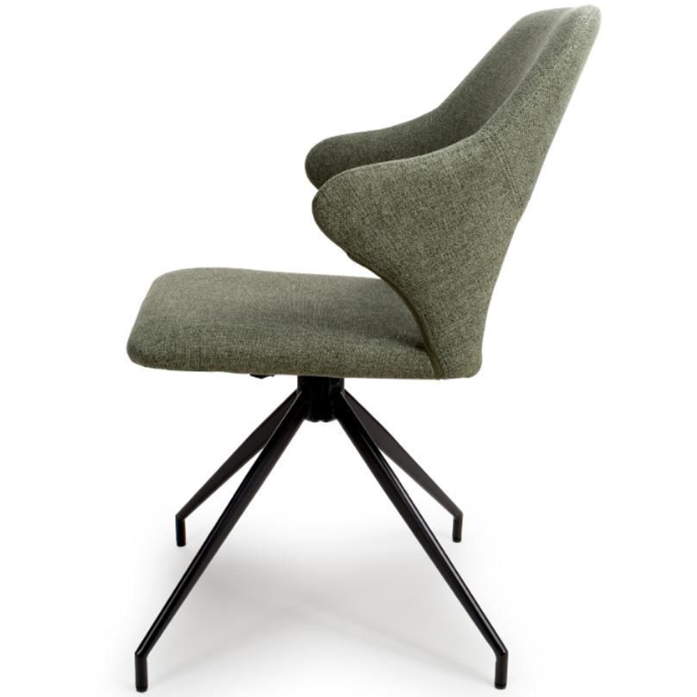 Vercelli Sage Fabric Dining Chairs In Pair