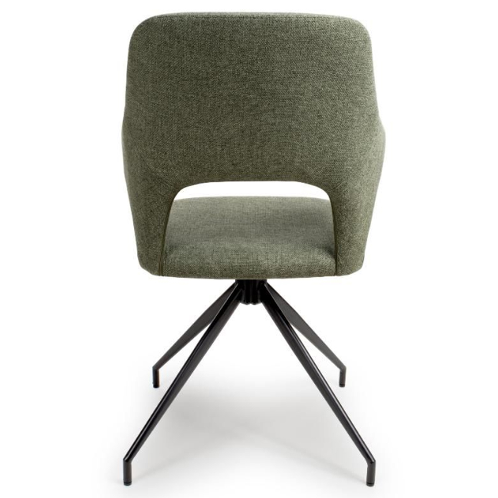 Vercelli Sage Fabric Dining Chairs In Pair