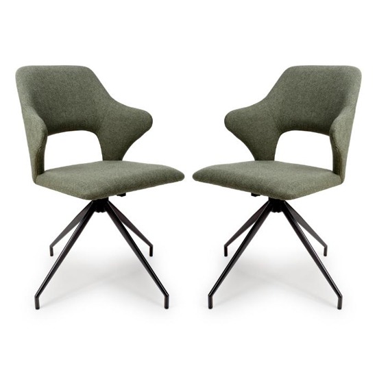 Product photograph of Vercelli Swivel Sage Fabric Dining Chairs In Pair from Furniture in Fashion