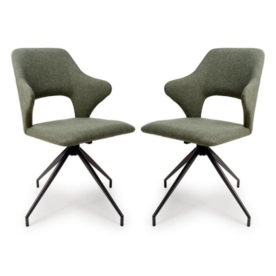 Product photograph of Vercelli Swivel Sage Fabric Dining Chairs In Pair from Furniture in Fashion