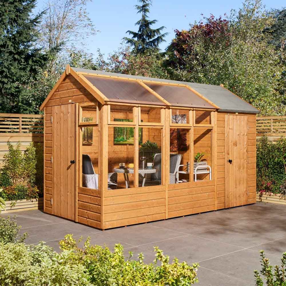 Verdant 6x12 Wooden Summerhouse with Store in Natural
