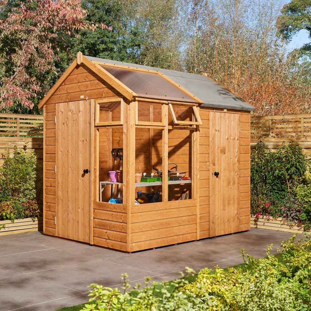 Verdant 6x8 Wooden Summerhouse with Store in Natural