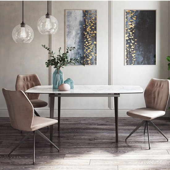 Victoria Ceramic Extending Dining Table In Light Grey_4