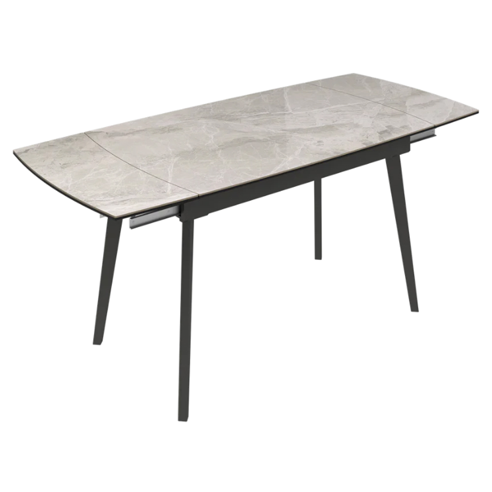 Verdun Ceramic Extending Dining Table In Light Grey Gloss